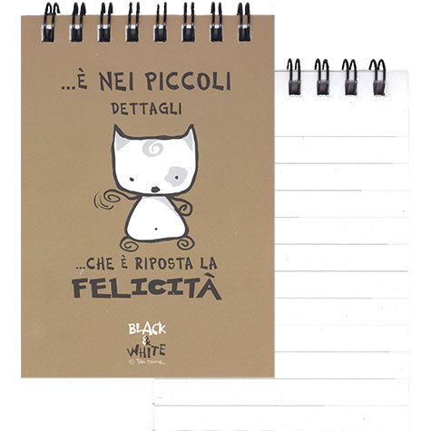 gbc QuadernoBlack&WhiteRuggeri SpiralatoInTesta 50fogliA7 Righe8mm, GATTO formato A7, legatura: W.O. in testa, foliazione: 50 fogli, carta da 80gr, righe da 8mm, soggetto: ...tutti siamo uguali...davanti alla legge.