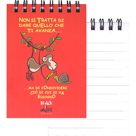 gbc QuadernoBlack&WhiteRuggeri SpiralatoInTesta 50fogliA7 Righe8mm, SCIMMIA formato A7, legatura: W.O. in testa, foliazione: 50 fogli, carta da 80gr, righe da 8mm, soggetto: ...tutti siamo uguali...davanti alla legge.