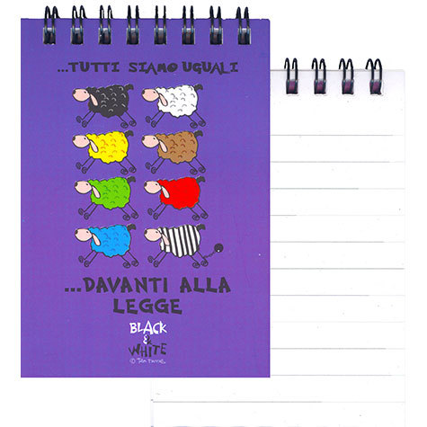 gbc QuadernoBlack&WhiteRuggeri SpiralatoInTesta 50fogliA7 Righe8mm, PESCI formato A7, legatura: W.O. in testa, foliazione: 50 fogli, carta da 80gr, righe da 8mm, soggetto: ...tutti siamo uguali...davanti alla legge.