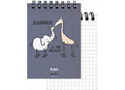QuadernoBlack&WhiteRuggeri SpiralatoInTesta 50fogliA7 Quadretto5mm, Elefante&Giraffa rug6740.05.RC