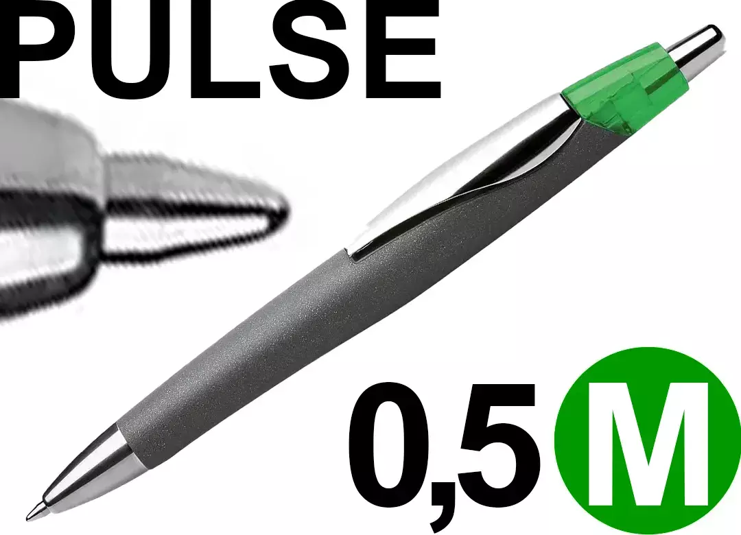 gbc PennaSfera PulseSchneider, ANTRACITE. inchiostroVERDE. Superficie gommata. Colore inchiostro: VERDE. Tratto M. Meccanismo Automatico a Scatto. Prodotto Originale Tedesco, MADE IN GERMANY. SCH131804