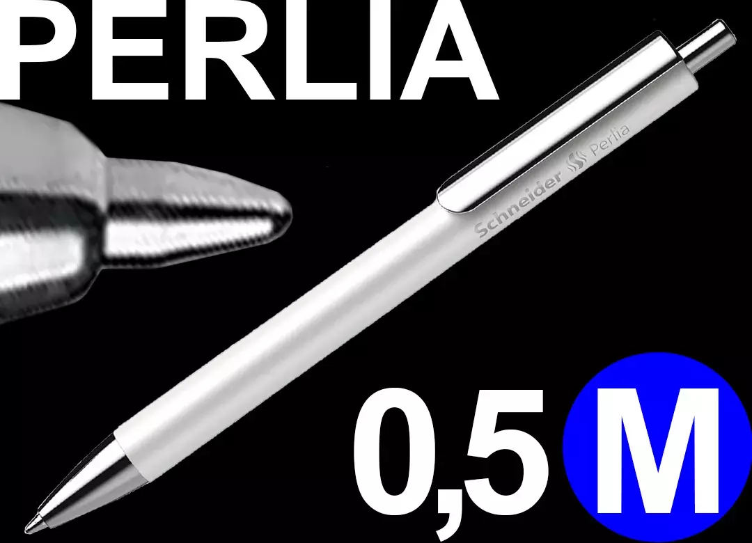 gbc PennaSfera PerliaSchneider, BIANCOPERLATO. inchiostroBLU Fusto madreperlato. Clip, punta e pulsante in metallo. Colore scrittura: BLU. Tratto MEDIO. Refill Slider 755 Viscoglide. Prodotto originale tedesco. MADE IN GERMANY. SCH139549