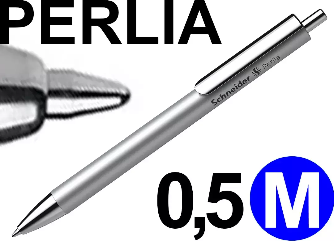 gbc PennaSfera PerliaSchneider, ARGENTO. inchiostroBLU Fusto madreperlato. Clip, punta e pulsante in metallo. Colore scrittura: BLU. Tratto MEDIO. Refill Slider 755 Viscoglide. Prodotto originale tedesco. MADE IN GERMANY. SCH139554