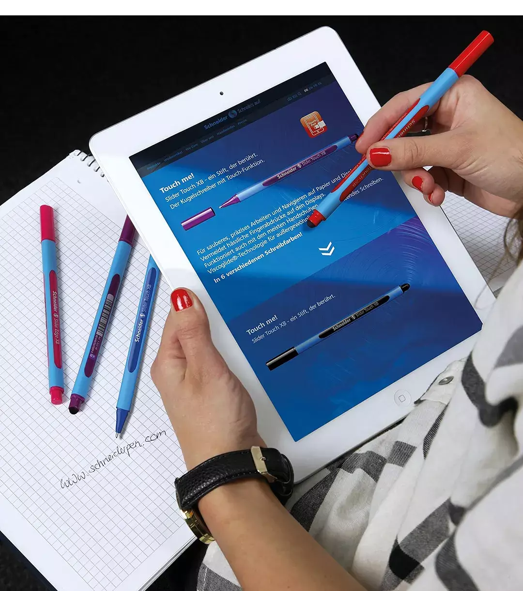 gbc PennaSFERA SchneiderSliderTouch. inchiostroVERDE StylusPen inchioistroVERDE. Impugnatura ergonomica. Adatta a MANCINI e destrorsi. Prodotto Originale Tedesco, MADE IN GERMANY..