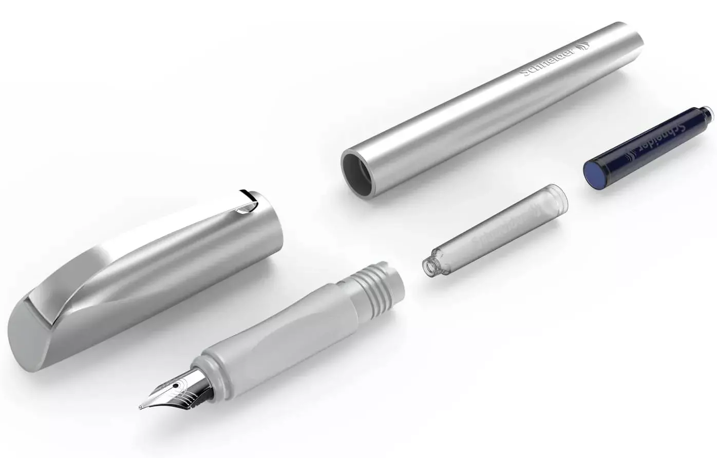 gbc PennaSTILOGRAFICA SchneiderCEOD, fustoGRIGIO Penna Stilografica. Impugnatura ergonomica. Per MANCINI e destrimani. Prodotto Originale Tedesco, MADE IN GERMANY..