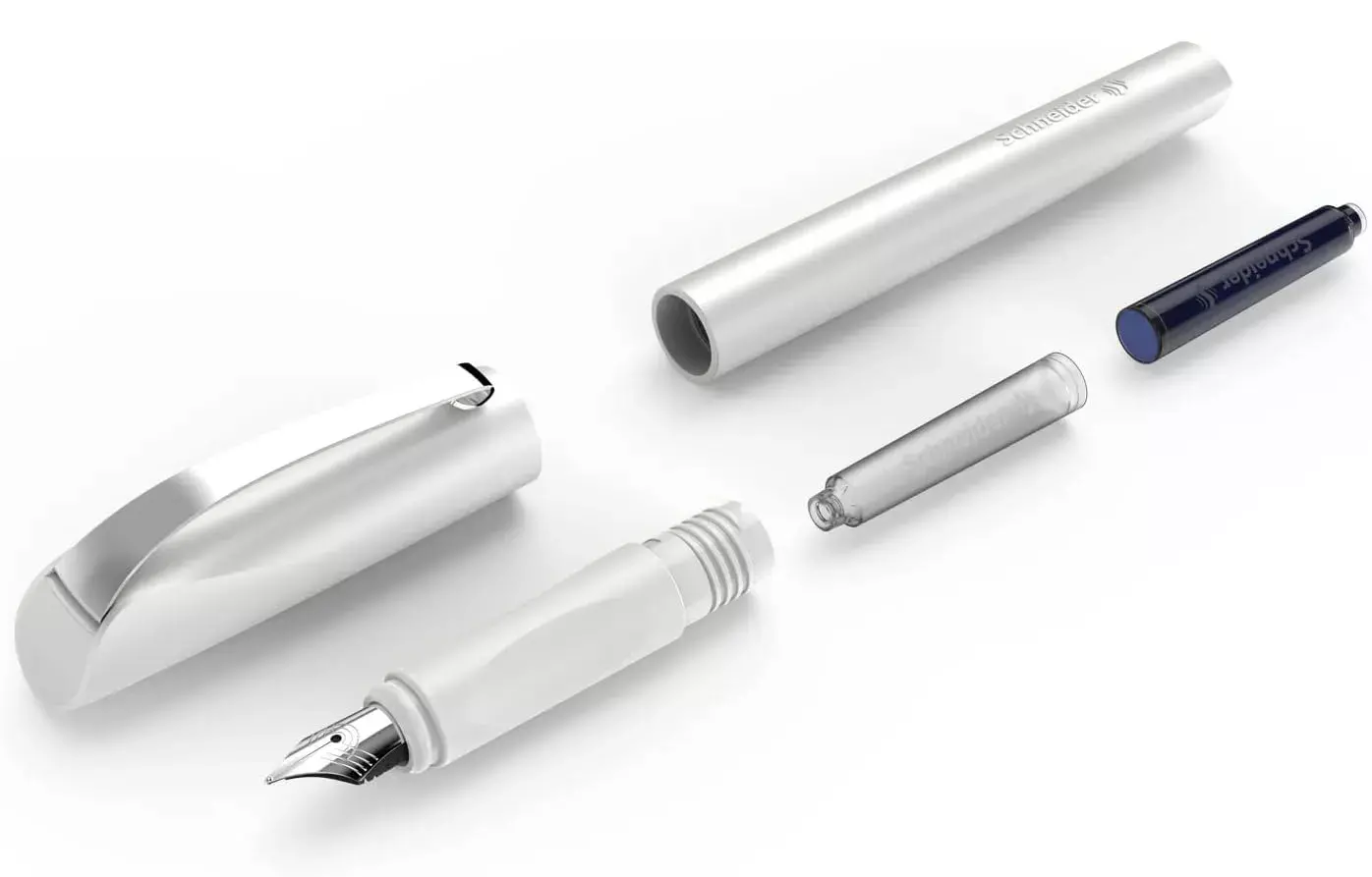 gbc PennaSTILOGRAFICA SchneiderCEOD, fustoBIANCO Penna Stilografica. Impugnatura ergonomica. Per MANCINI e destrimani. Prodotto Originale Tedesco, MADE IN GERMANY..