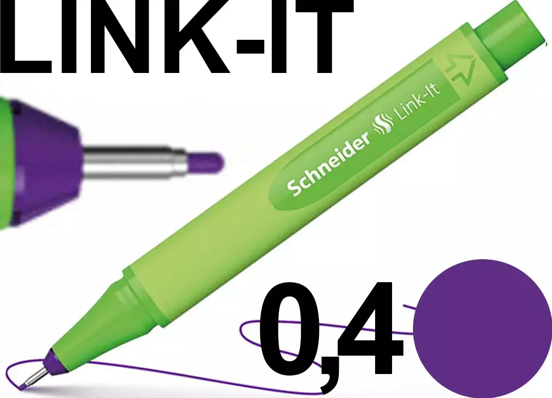 gbc PennaFINELINER SchneiderLinkIt, tratto0,4mm, inchiostroVIOLA Penna Fine-Liner con punta in FIBRA 0,4mm. Impugnatura ergonomica. Adatta a MANCINI e destrorsi. Prodotto Originale Tedesco, MADE IN GERMANY..