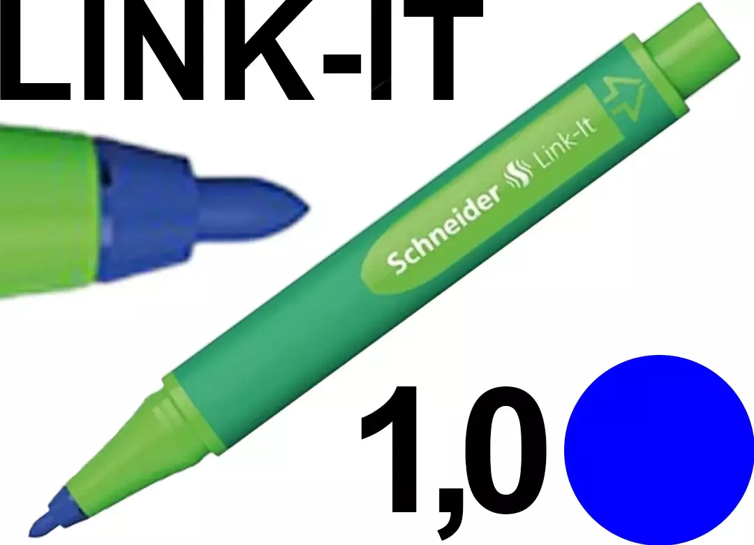 gbc PENNARELLO SchneiderLinkIt, tratto1mm, inchiostroBLU Pennarello con punta da 1mm. Impugnatura ergonomica. Adatta a MANCINI e destrorsi. Prodotto Originale Tedesco, MADE IN GERMANY..