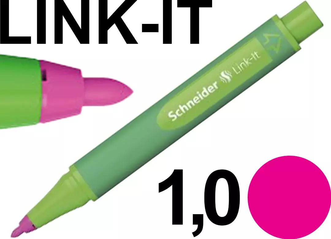gbc PENNARELLO SchneiderLinkIt, tratto1mm, inchiostroROSA Pennarello con punta da 1mm. Impugnatura ergonomica. Adatta a MANCINI e destrorsi. Prodotto Originale Tedesco, MADE IN GERMANY..
