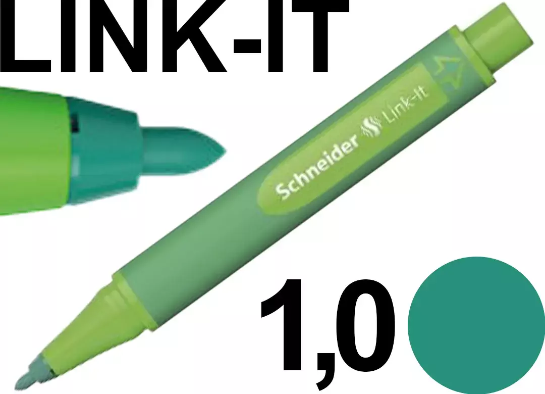 gbc PENNARELLO SchneiderLinkIt, tratto1mm, inchiostroTURCHESE Pennarello con punta da 1mm. Impugnatura ergonomica. Adatta a MANCINI e destrorsi. Prodotto Originale Tedesco, MADE IN GERMANY..