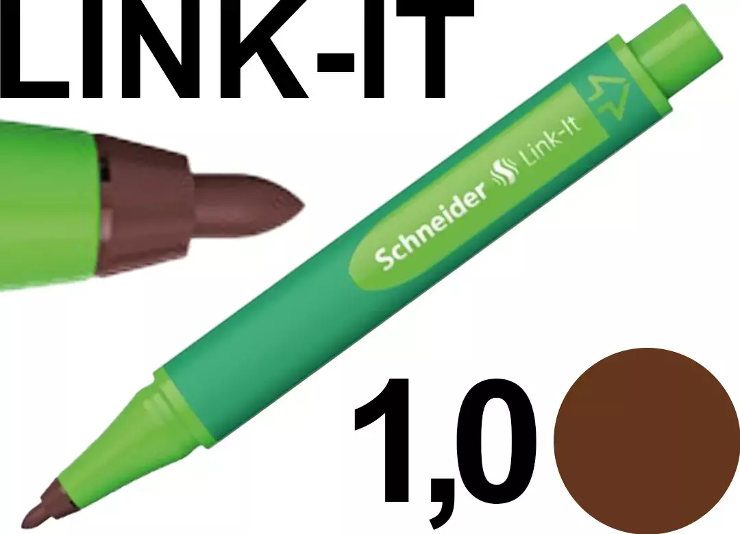 gbc PENNARELLO SchneiderLinkIt, tratto1mm, inchiostroMARRONE Pennarello con punta da 1mm. Impugnatura ergonomica. Adatta a MANCINI e destrorsi. Prodotto Originale Tedesco, MADE IN GERMANY..