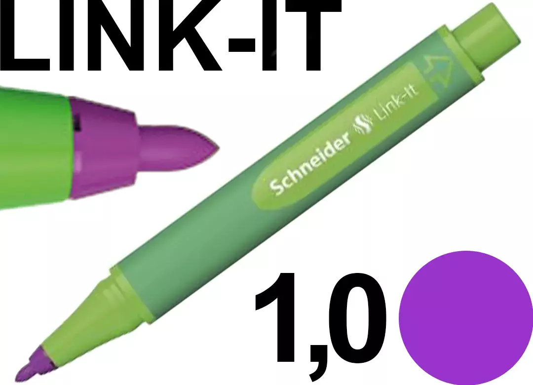 gbc PENNARELLO SchneiderLinkIt, tratto1mm, inchiostroVIOLAelettrico Pennarello con punta da 1mm. Impugnatura ergonomica. Adatta a MANCINI e destrorsi. Prodotto Originale Tedesco, MADE IN GERMANY..