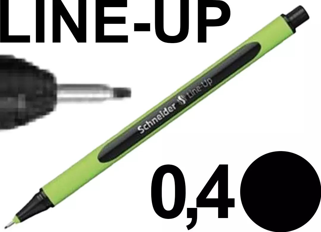 gbc PennaFINELINER SchneiderLineUp, tratto0,4mm, inchiostroNERO Penna Fine-Liner con punta in FIBRA 0,4mm. Impugnatura ergonomica. Adatta a MANCINI e destrorsi. Prodotto Originale Tedesco, MADE IN GERMANY..