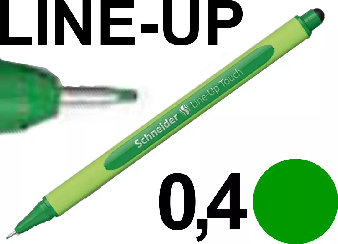 gbc PennaFINELINER SchneiderLineUp, tratto0,4mm, inchiostroVERDE Penna Fine-Liner con punta in FIBRA 0,4mm. Impugnatura ergonomica. Adatta a MANCINI e destrorsi. Prodotto Originale Tedesco, MADE IN GERMANY..