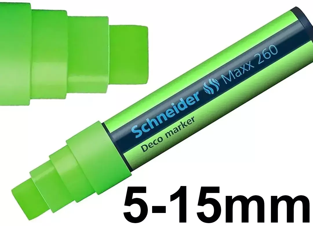 gbc Marcatore perVETRO Schneider Maxx260, VERDE Marcatore a GESSO. Pennarello marcatore per lavagne in VETRO e superfici vetrose. Punta a scalpello 515mm. Cancellabile a secco. Prodotto Originale Tedesco, MADE IN GERMANY..