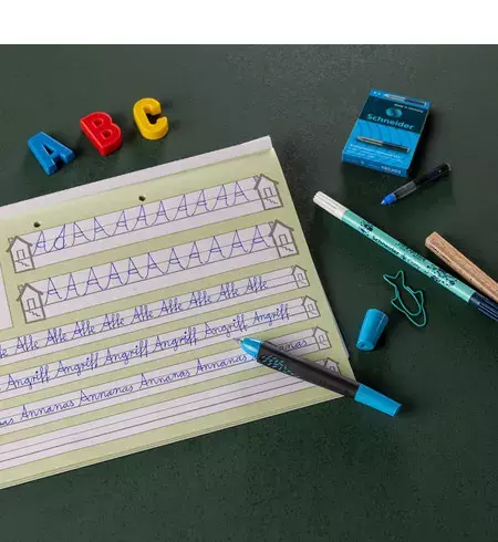 gbc PennaROLLER Schneider, Breeze, InchiostroBLU Penna Blu ad inchiostro BLU. Impugnatura ergonomica. Adatta a MANCINI e destrorsi. Prodotto Originale Tedesco, MADE IN GERMANY..