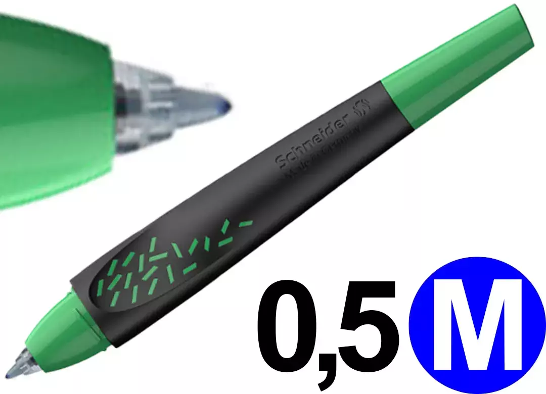 gbc PennaROLLER Schneider, Breeze, InchiostroBLU 1 Penna Verde + 3 cartucce. Impugnatura ergonomica. Adatta a MANCINI e destrorsi. Prodotto Originale Tedesco, MADE IN GERMANY. SCH78890v