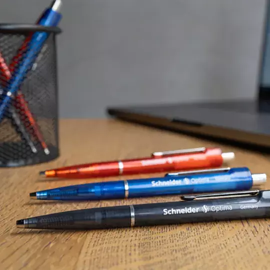 gbc PennaSfera OptimaSchneider, ANTRACITE Jumbo-Refil in metallo, Punta in acciaio inossidabile, Meccanisco Automatico a Scatto. Prodotto Originale Tedesco, MADE IN GERMANY..