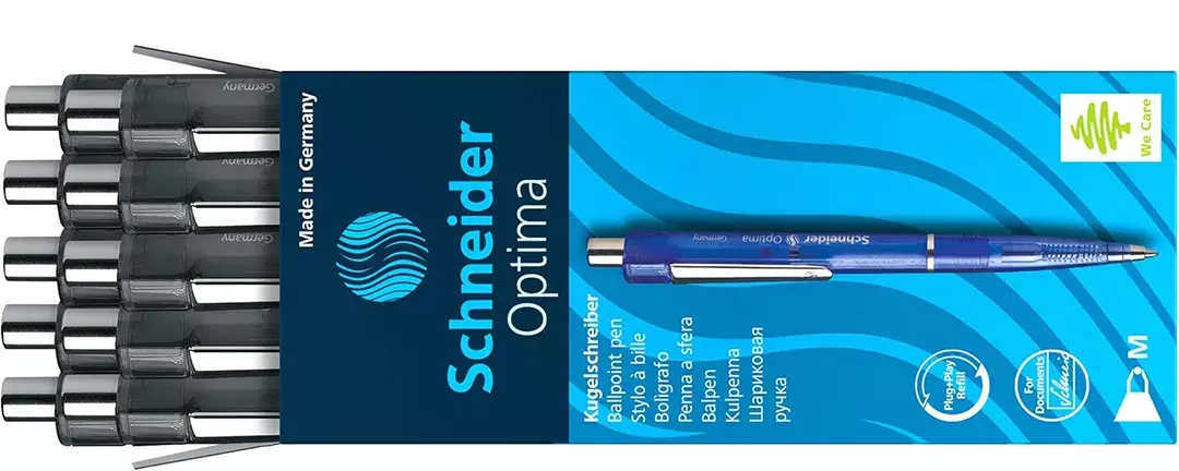 gbc PennaSfera OptimaSchneider, ANTRACITE Jumbo-Refil in metallo, Punta in acciaio inossidabile, Meccanisco Automatico a Scatto. Prodotto Originale Tedesco, MADE IN GERMANY..