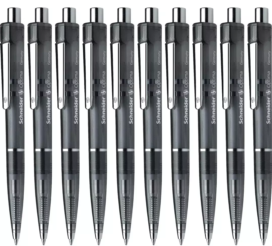 gbc PennaSfera OptimaSchneider, ANTRACITE Jumbo-Refil in metallo, Punta in acciaio inossidabile, Meccanisco Automatico a Scatto. Prodotto Originale Tedesco, MADE IN GERMANY..