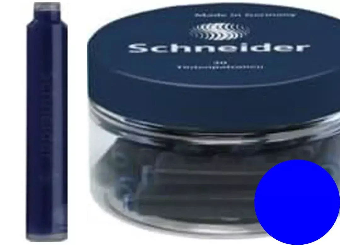 gbc Cartucce Stilografiche Standard Schneider, BLU Per penne stilografiche e sferografiche Schneider e molte altre. Blu reale  cancellabile con cancellino Corry. Prodotto Originale Tedesco, MADE IN GERMANY..