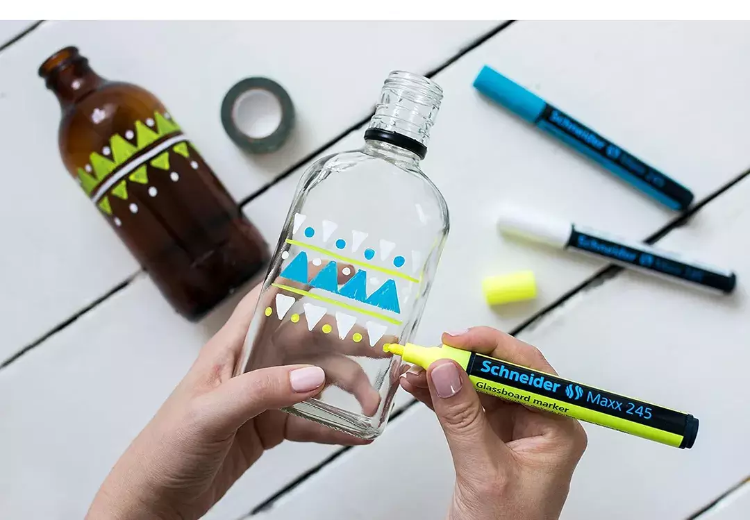 gbc Marcatore perVETRO Schneider Maxx245, BLU Pennarello marcatore per lavagne in VETRO e superfici vetrose. Punta tonda 1�3 mm. Cancellabile a secco. sch124501. Prodotto Originale Tedesco, MADE IN GERMANY..