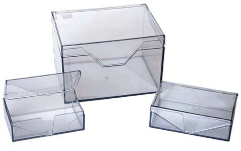 gbc Scatole portabiglietti  - buste in plastica trasparente cristallo, contengono biglietti o buste fino al formato 110x145mm, altezza utile 90mm.