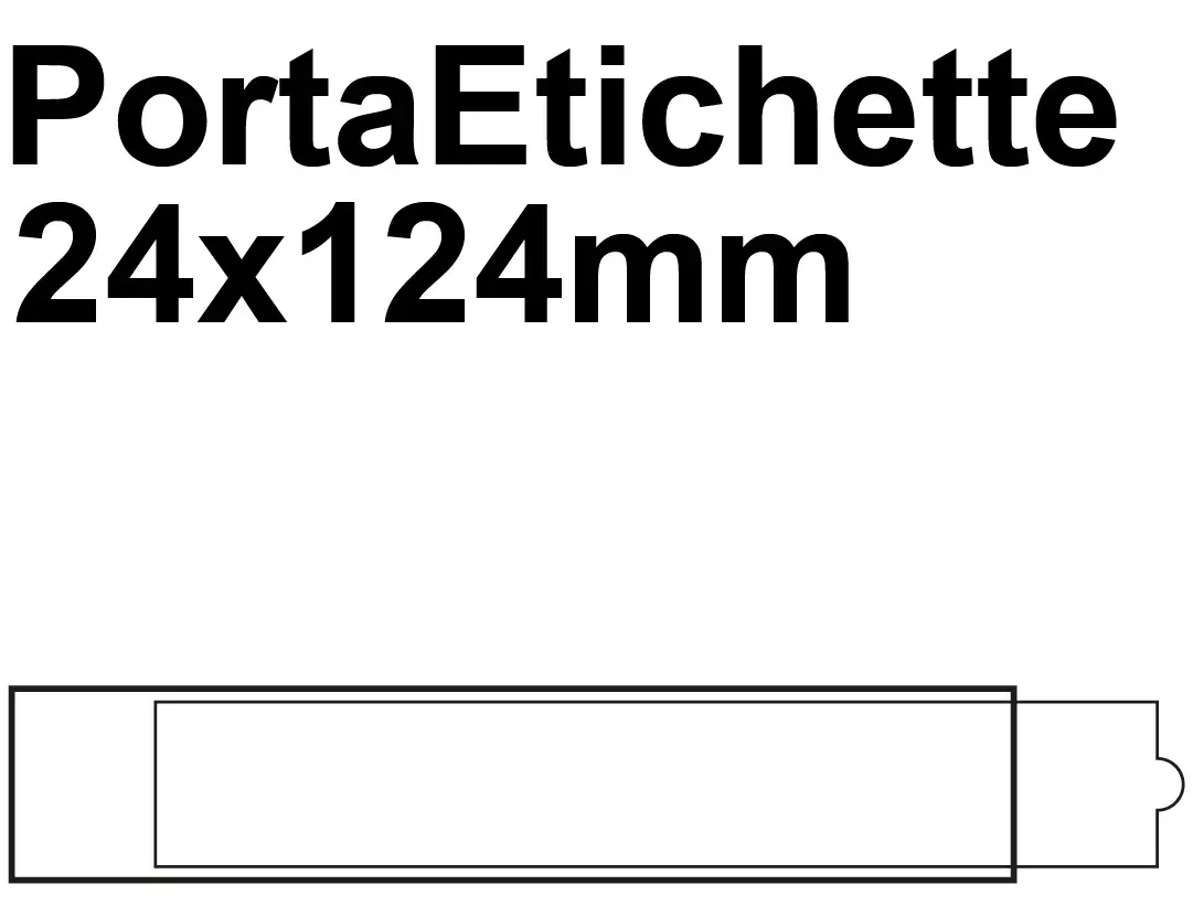 gbc PortaetichetteAdesivo IESa1sei, 24x124mm  Portaetichetta autoadesivo in plastica semirigida con finestrino trasparente su fondo grigio ed etichetta in cartoncino intercambiabile..