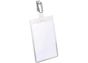 gbc Portatesserino, 55x85mm TRASPARENTE, aperto sul lato corto, con lato sporgente di 15mm e perforazione europea, in PVC morbido da 180 micron. Completo di clip SEI318211