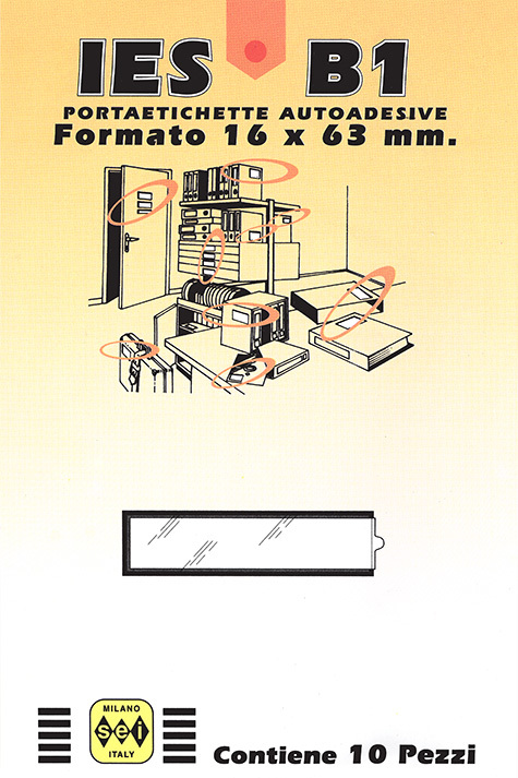 legatoria PortaEtichetteAdesivo EtichettaIntercambiabile, 16x63mm  Portaetichetta autoadesiva in plastica semirigida con finestrino trasparente ed etichetta in cartoncino intercambiabile..