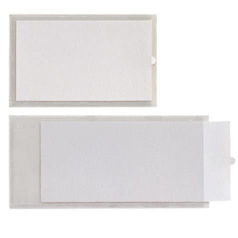 gbc Porta Etichette Adesivo, 25x125mm, PA5 Formato 125x25mm,  Trasparente Liscio. Porta etichette autoadesivo con cartoncino inseribile. Sono utili per la personalizzazione di raccoglitori, cartelle, cassettiere, scatole. Disponibili in diversi formati. Complete di etichette.