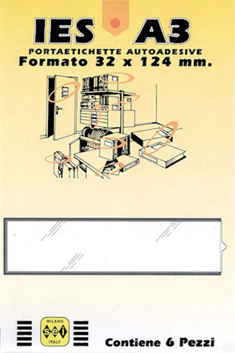 gbc Portaetichette adesive ies a3 sei, 32x124mm Portaetichetta autoadesiva in plastica semirigida con finestrino trasparente ed etichetta in cartoncino intercambiabile..