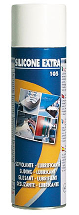 gbc Silicone EXTRA spray ANTIADESIVO 500ml, a media viscosit. Indicato come distaccante stampaggio di gomma, poliuretano, materie plastiche, scivolante perfilati, cuoio, tomaie, pelle. Resiste a temperature elevate e non intacca gomma e materie plastiche. Ottimo lubrificante per serrature, rotaie di  tende, cassetti, cerniere, filati cucirini. Non unge e non sporca..