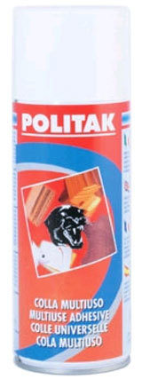 gbc POLITAK COLLA spray multiuso Colla spray a base di polimeri sintetici ad alta adesivit e tenuta. Formulata per incollare carta, cartone, vetro, ferro, ceramica, legno, plastica, gomma, stoffa, pelle, imbottiti.