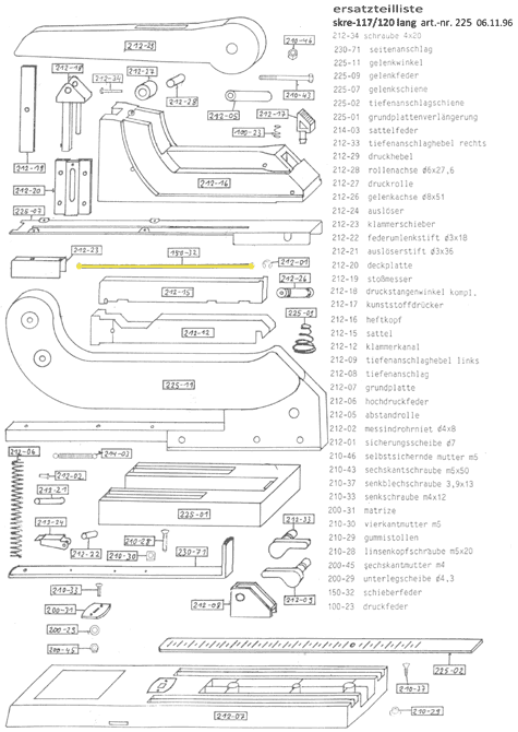 gbc Schieberfeder Per cucitrice Skrebba 225 (Skre-117-120). Prodotto originale tedesco. MADE IN GERMANY.