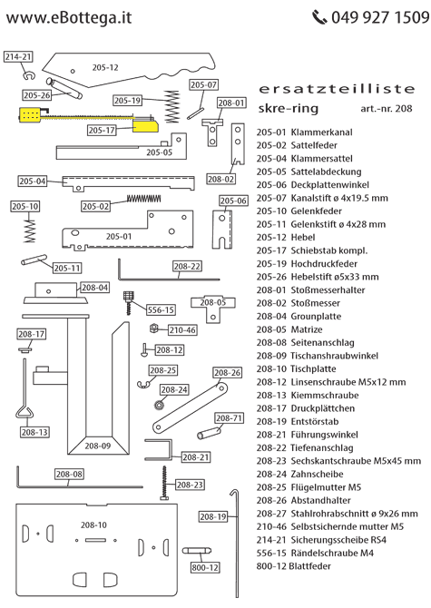 gbc schiebstab kompl. per Cucitrice Skrebba Skre-Ring 208.