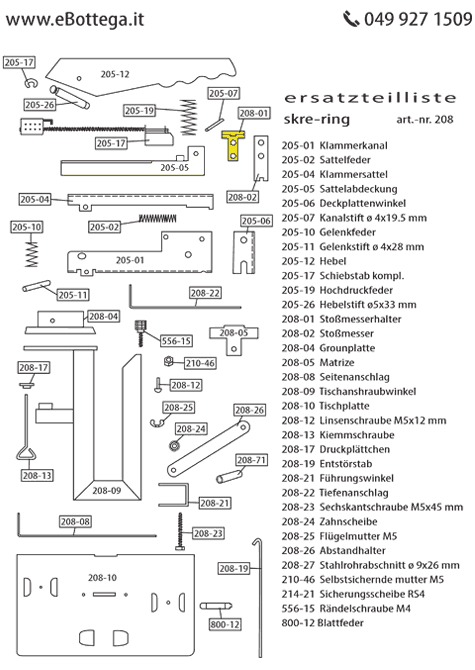 gbc stobmesserhalter per Cucitrice Skrebba Skre-Ring 208.