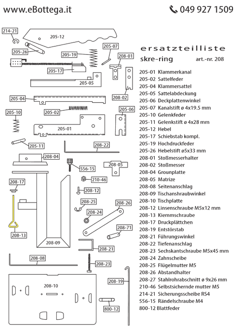 gbc klemmschraube per Cucitrice Skrebba Skre-Ring 208, Skre-Tronic Falz 732.