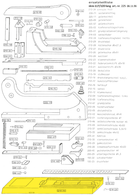 gbc Grundplatte Per cucitrice Skrebba 225 (Skre-117-120). Prodotto originale tedesco. MADE IN GERMANY.