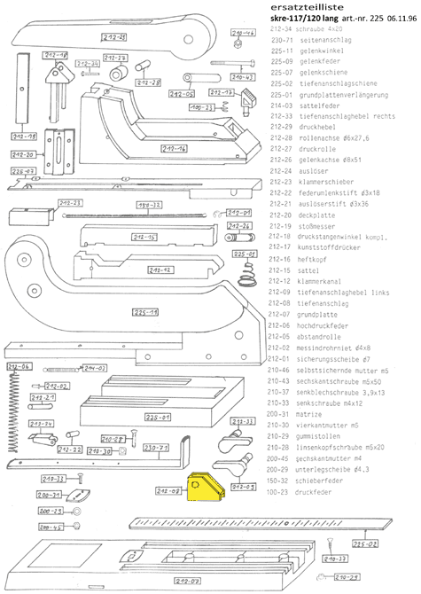 gbc Tiefenanschlag Per cucitrice Skrebba 225 (Skre-117-120). Prodotto originale tedesco. MADE IN GERMANY.