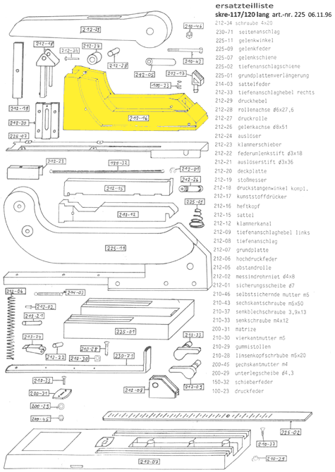 gbc Heftkopf Per cucitrice Skrebba 225 (Skre-117-120). Prodotto originale tedesco. MADE IN GERMANY.