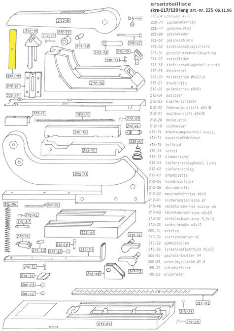 gbc Stomesser Per cucitrice Skrebba 225 (Skre-117-120). Prodotto originale tedesco. MADE IN GERMANY.