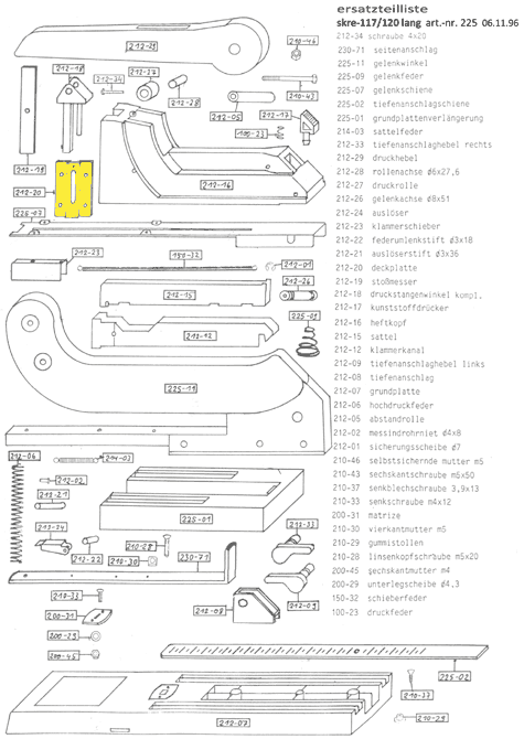 gbc Deckplatte Per cucitrice Skrebba 225 (Skre-117-120). Prodotto originale tedesco. MADE IN GERMANY.