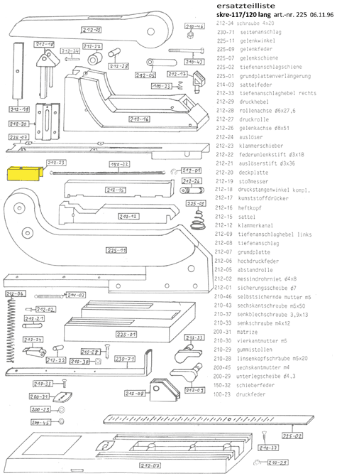 gbc Klammerschieber Per cucitrice Skrebba 225 (Skre-117-120). Prodotto originale tedesco. MADE IN GERMANY.