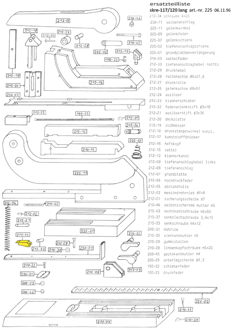gbc Auslser Per cucitrice Skrebba 225 (Skre-117-120). Prodotto originale tedesco. MADE IN GERMANY.
