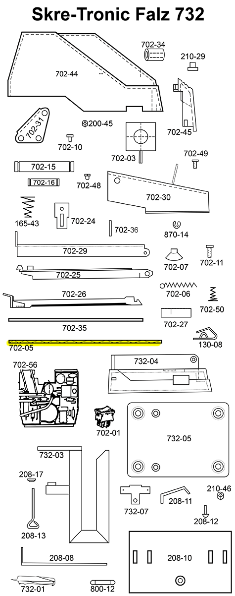 gbc Schieberfeder Per cucitrice Skre-Tronic Falz 732. Prodotto originale tedesco. MADE IN GERMANY.