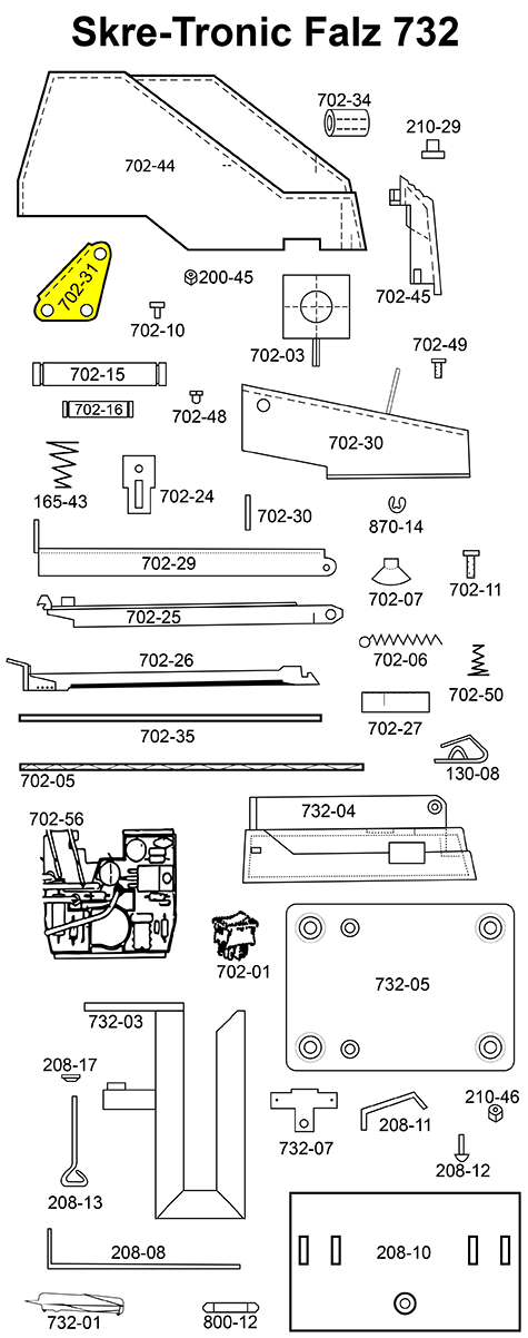 gbc  Umlenkst�ck. Deviatore  Per cucitrice Skre-Tronic Falz 732. Prodotto originale tedesco. MADE IN GERMANY.
