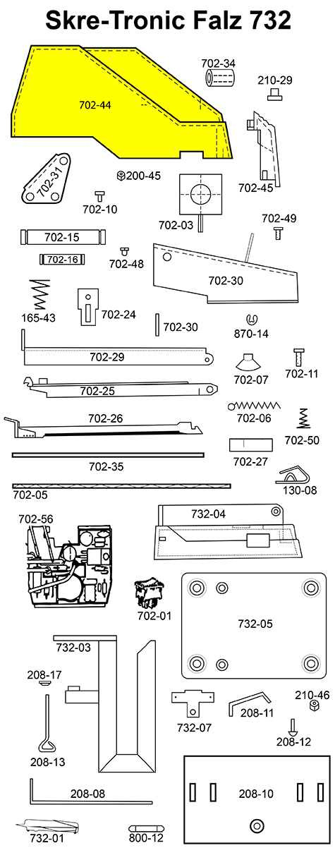 gbc Haube mit fingerschutz. Cappuccio con protezione per le dita Per cucitrice Skre-Tronic Falz 732. Prodotto originale tedesco. MADE IN GERMANY.