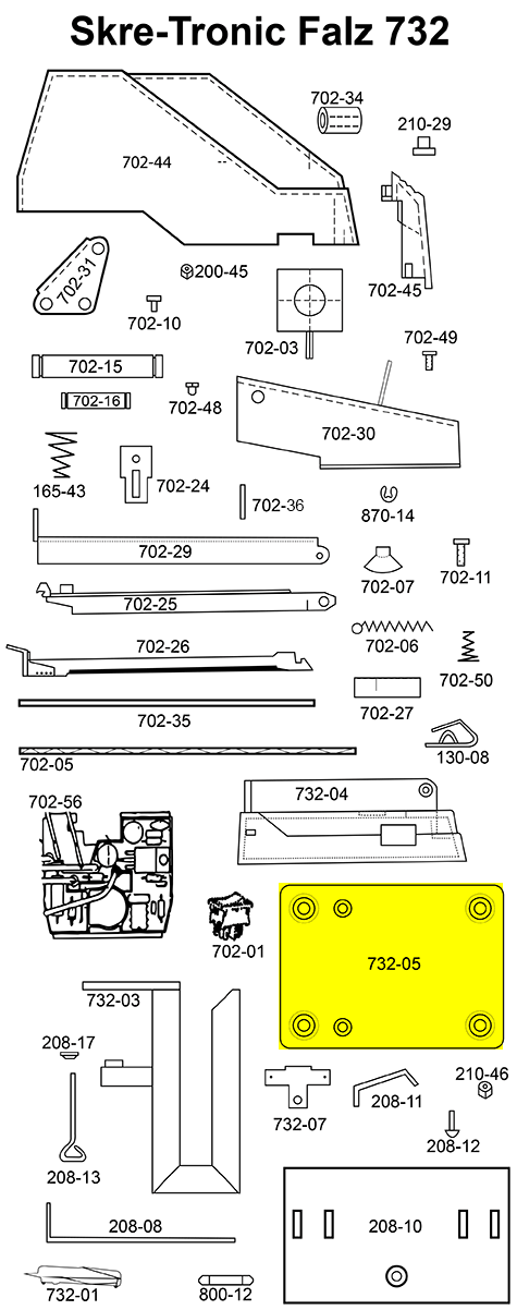 gbc Bodenplatte. Fondo Per cucitrice Skre-Tronic Falz 732. Prodotto originale tedesco. MADE IN GERMANY.