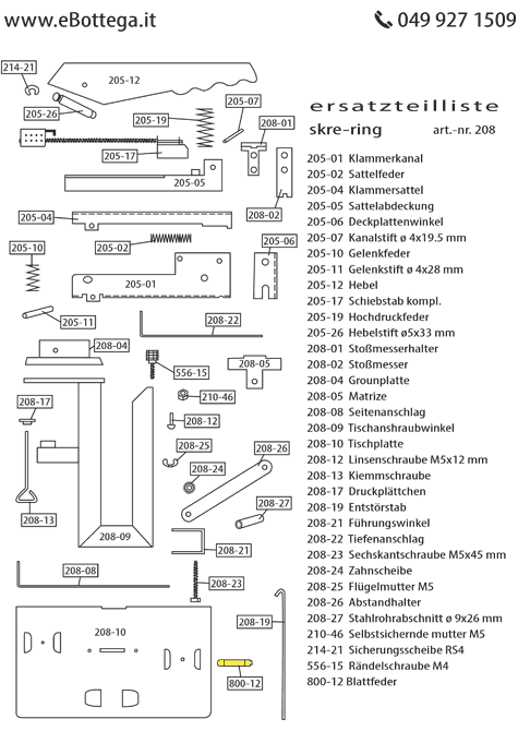 gbc blattfeder per Cucitrice Skrebba Skre-Ring 208, Skre-Tronic Falz 732.